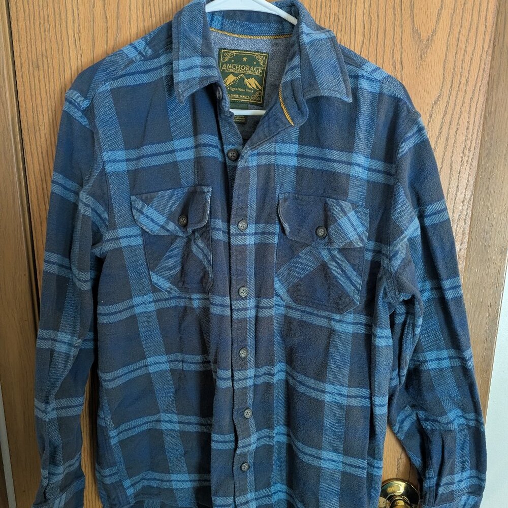 Anchorage‎ Expedition Heavy Duty Blue Plaid Flannel Button Down Shirt- Men's M